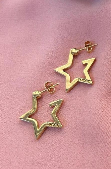 Gold Stars Tucco Earrings