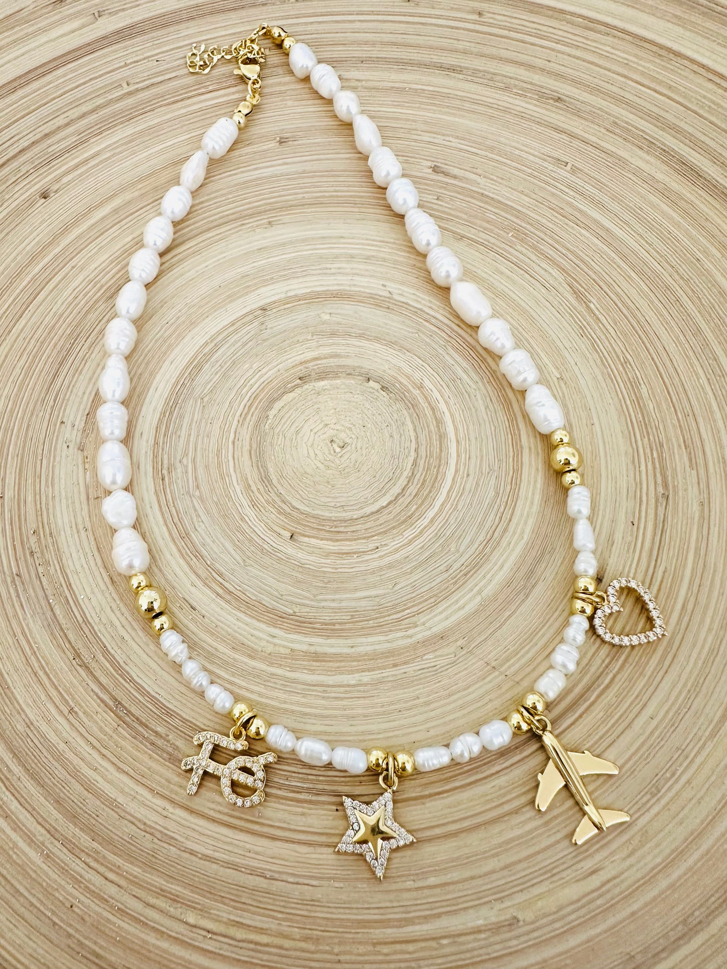 Multi Charms Pearl Necklace