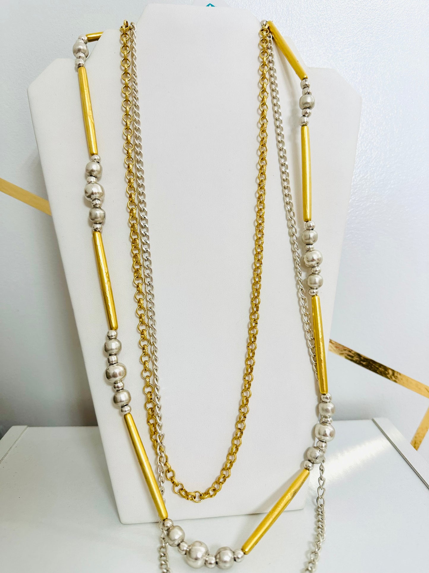 Gold/ Silver  Layering  Long Necklace