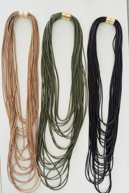 Long Multi Layers Cord Necklace