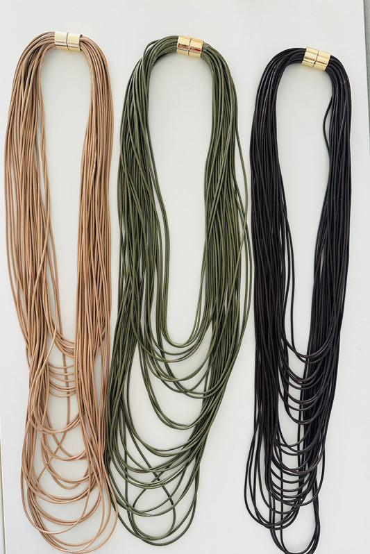 Long Multi Layers Cord Necklace