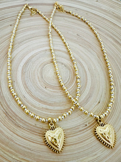 Gold /Clear Heart Neckalce