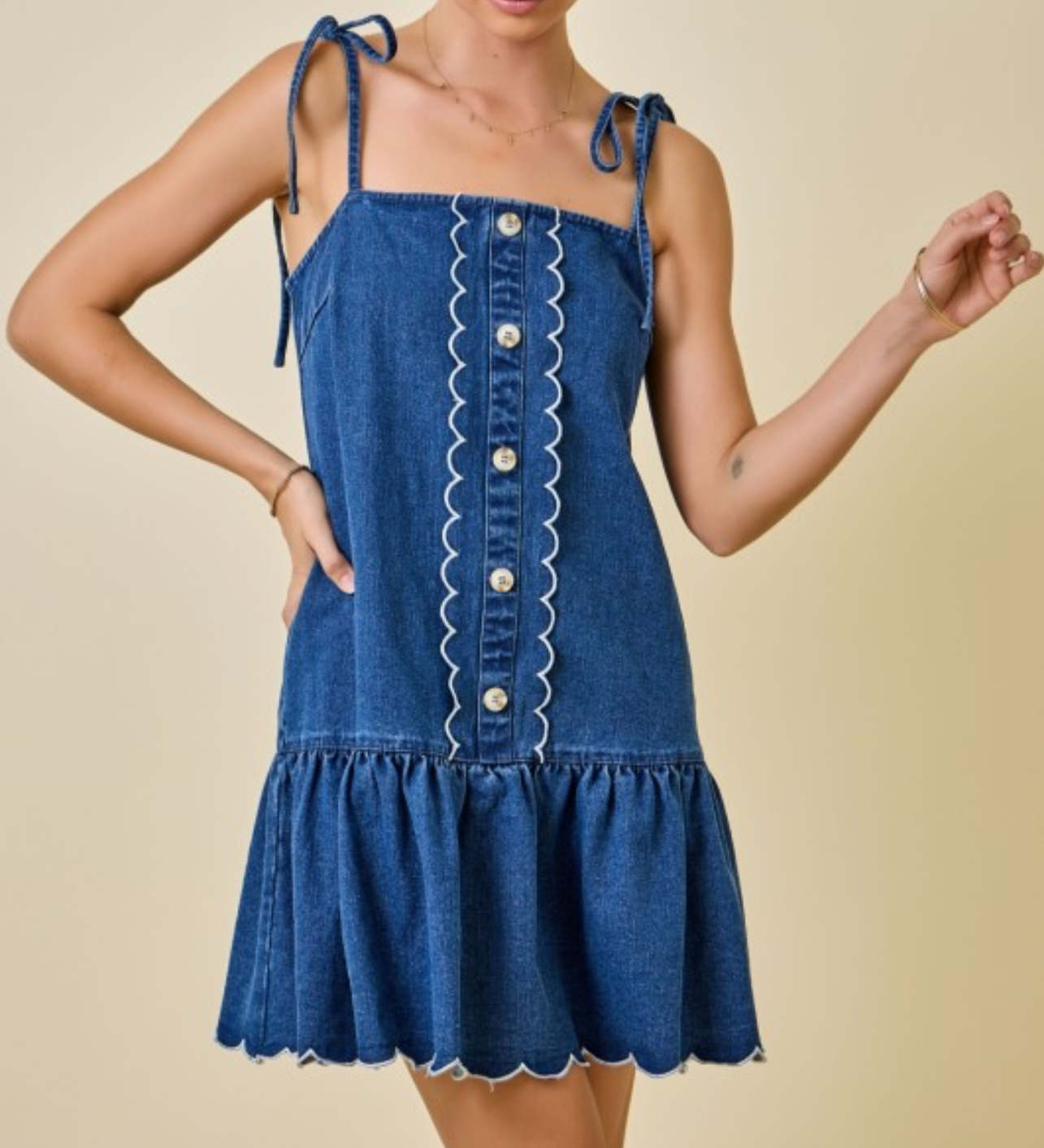 Scallop Denim Dress