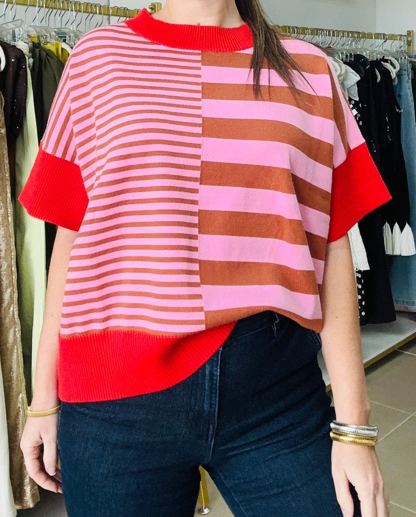 ColorBLOCK Stripe Sweater Top