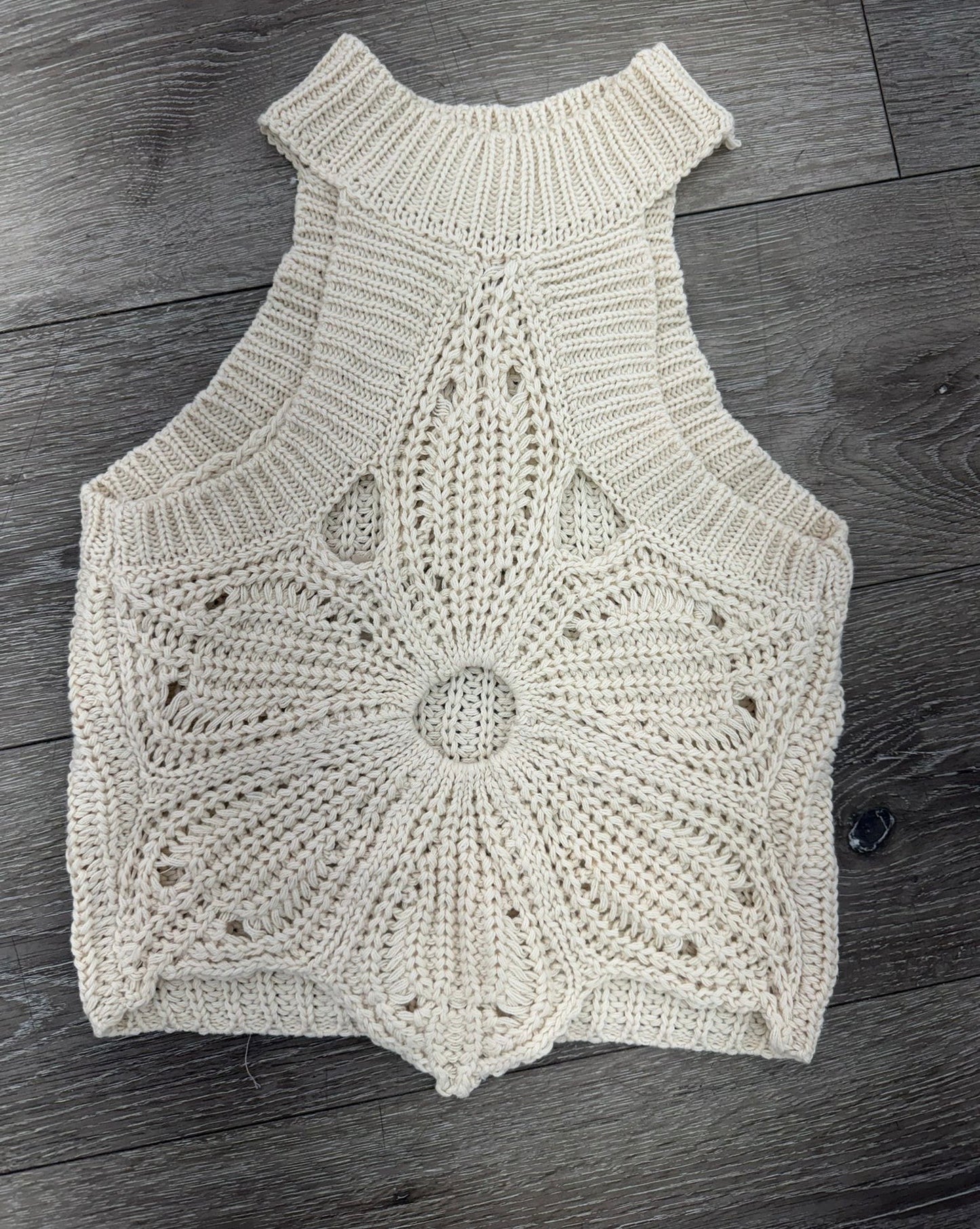 Cream Crochet Flower Top