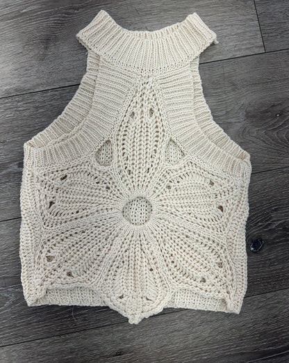 Cream Crochet Flower Top