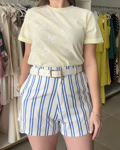 Yellow Lace Print Shirt