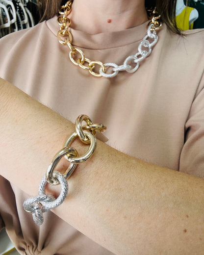 GOLD SILVER CHUNKY NECKLACE