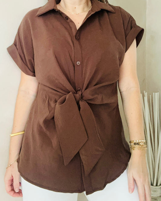 Cocoa Tie-Front Top