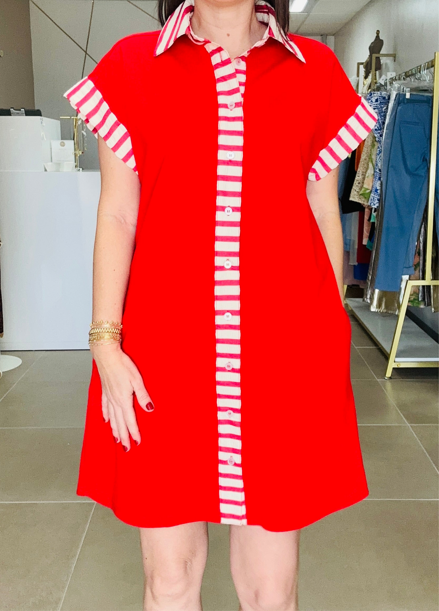 Red Stripes Dress ( Pre-Order Now! Arrives Feb/12)