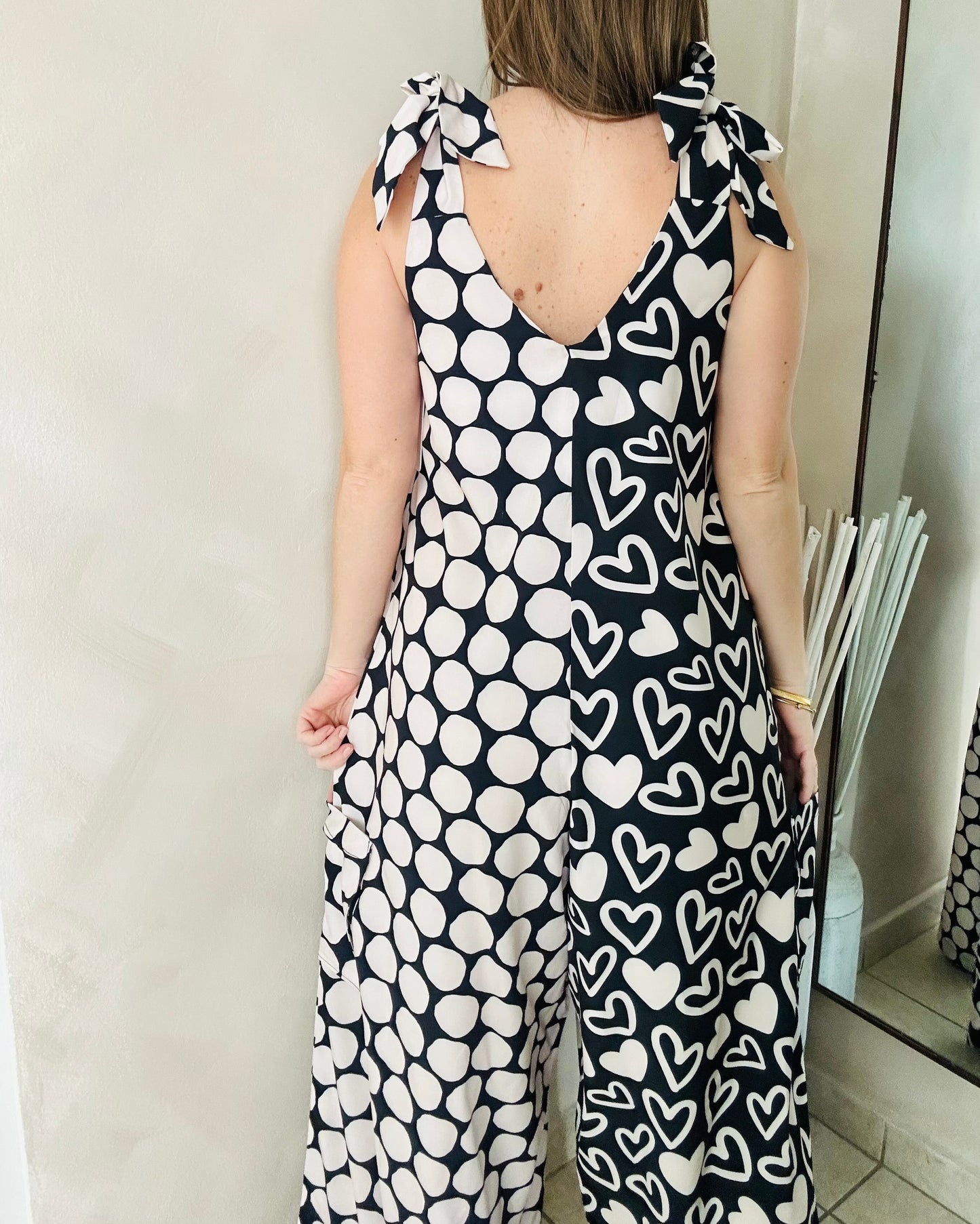 Black and White Print Jumpsuit By Liliana Esquivia