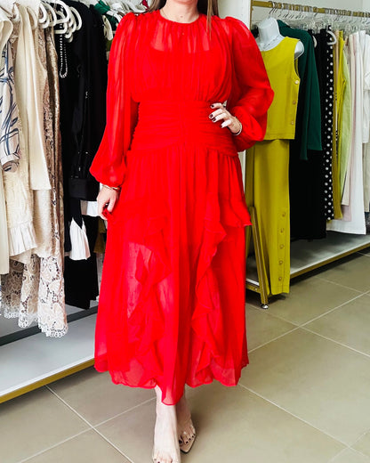 Sheer Red Tomato Maxi Dress