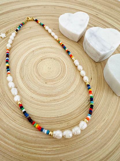 Multicolor- pearl beaded necklace