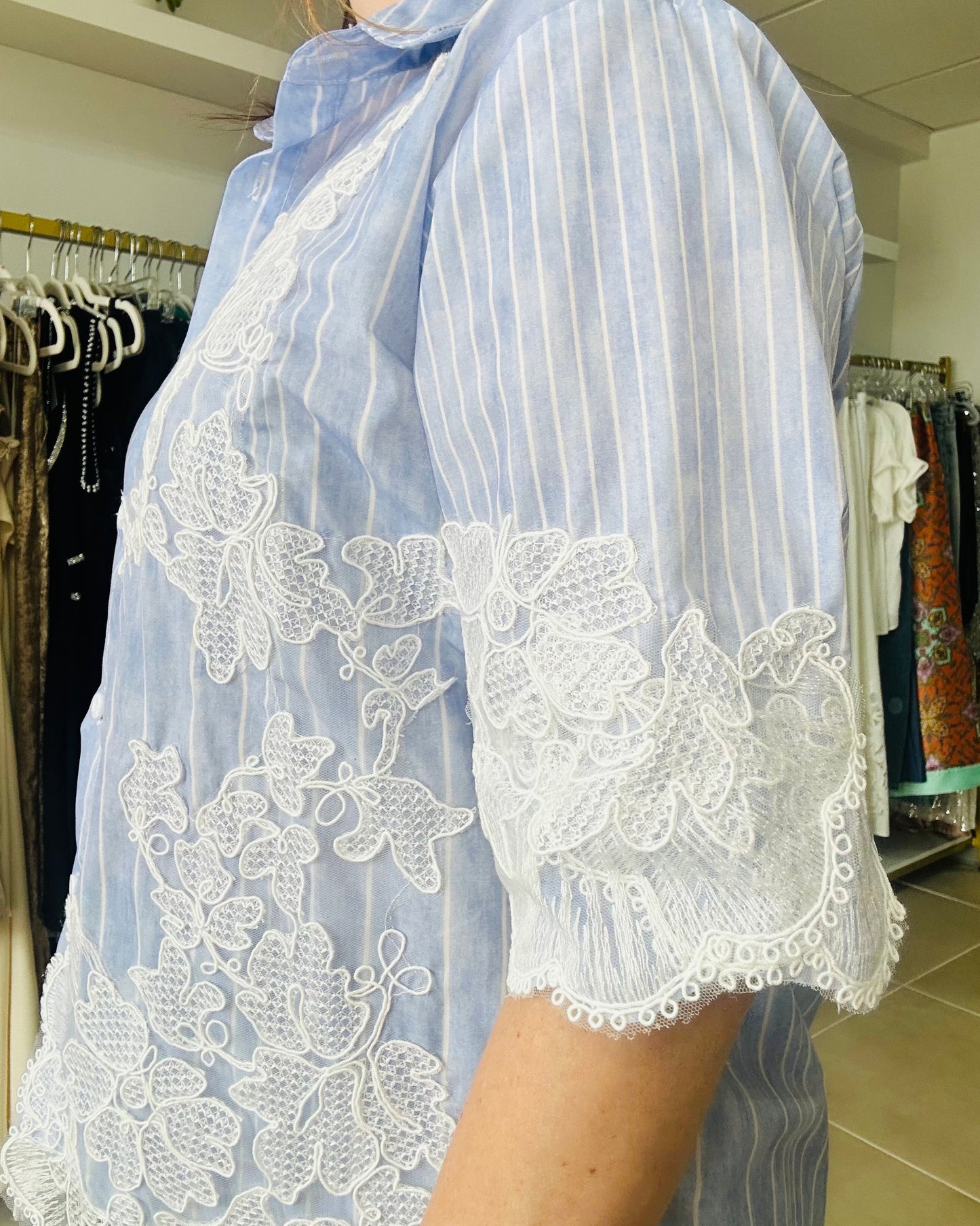 Stripes Button down Blue Top