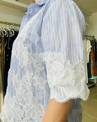 Stripes Button down Blue Top