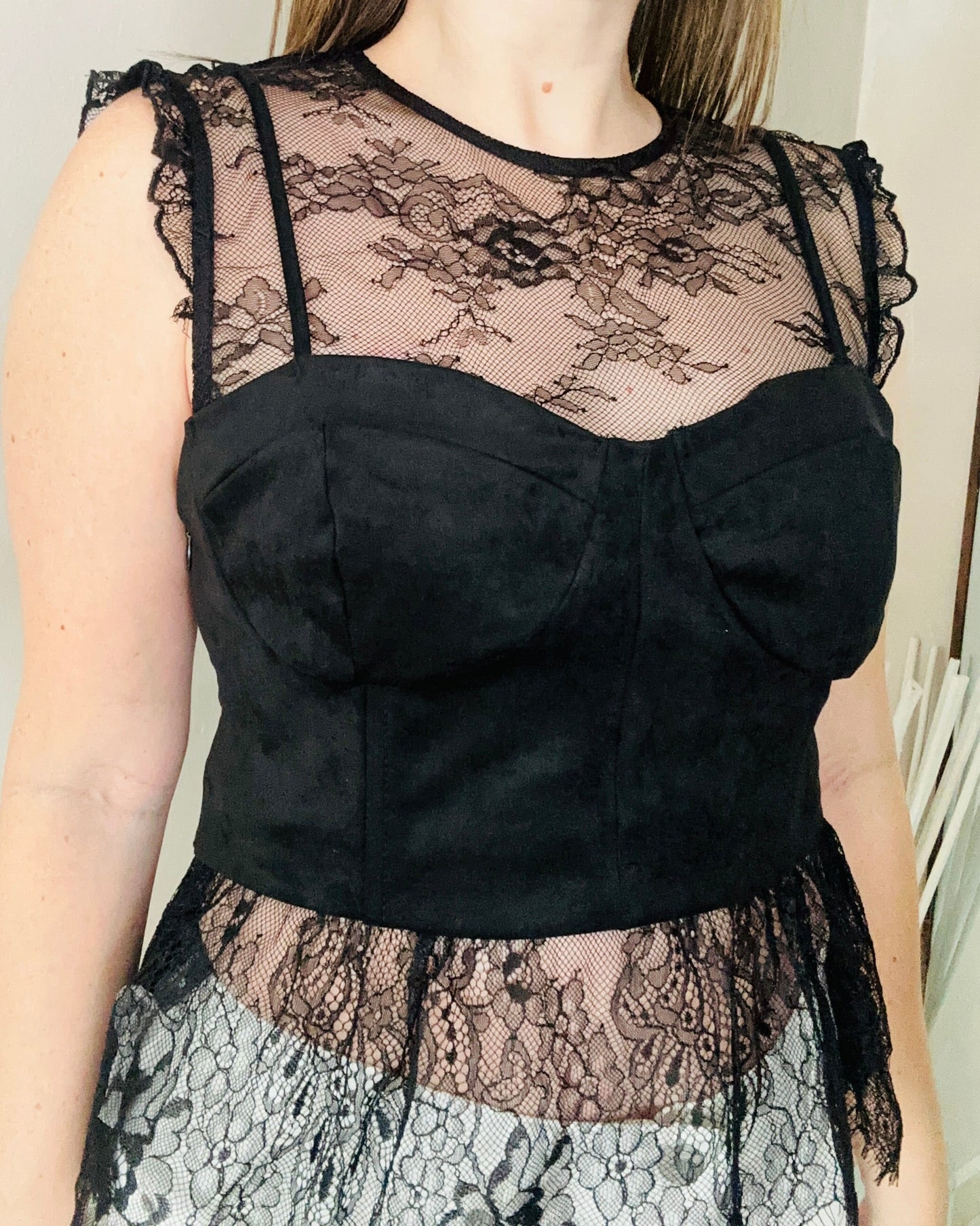 Black Lace Sheer Top