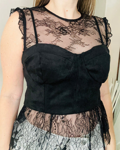 Black Lace Sheer Top