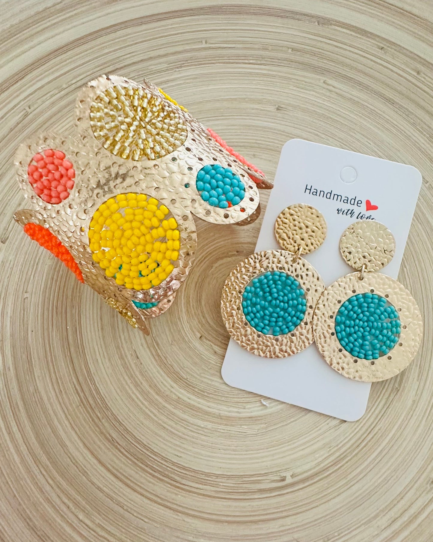 Multi color  Cuff +Earrings Set