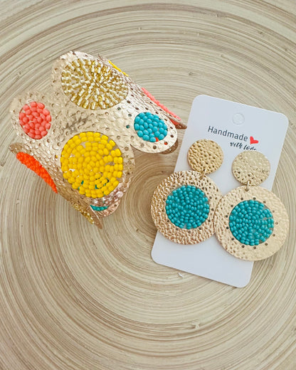 Multi color  Cuff +Earrings Set