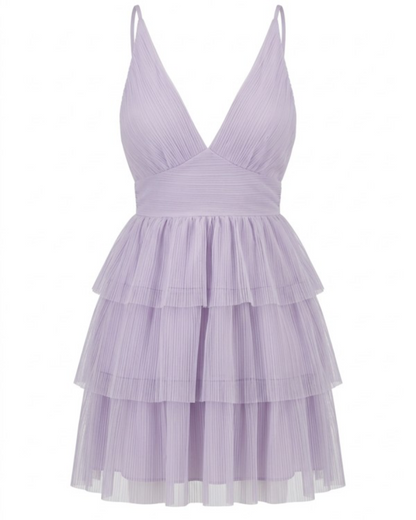 Lila Chiffon Tiered Ruffle  Dress