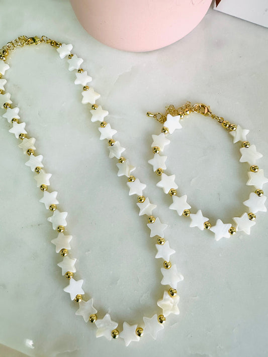 Stars Nacar necklace+Bracelet Set