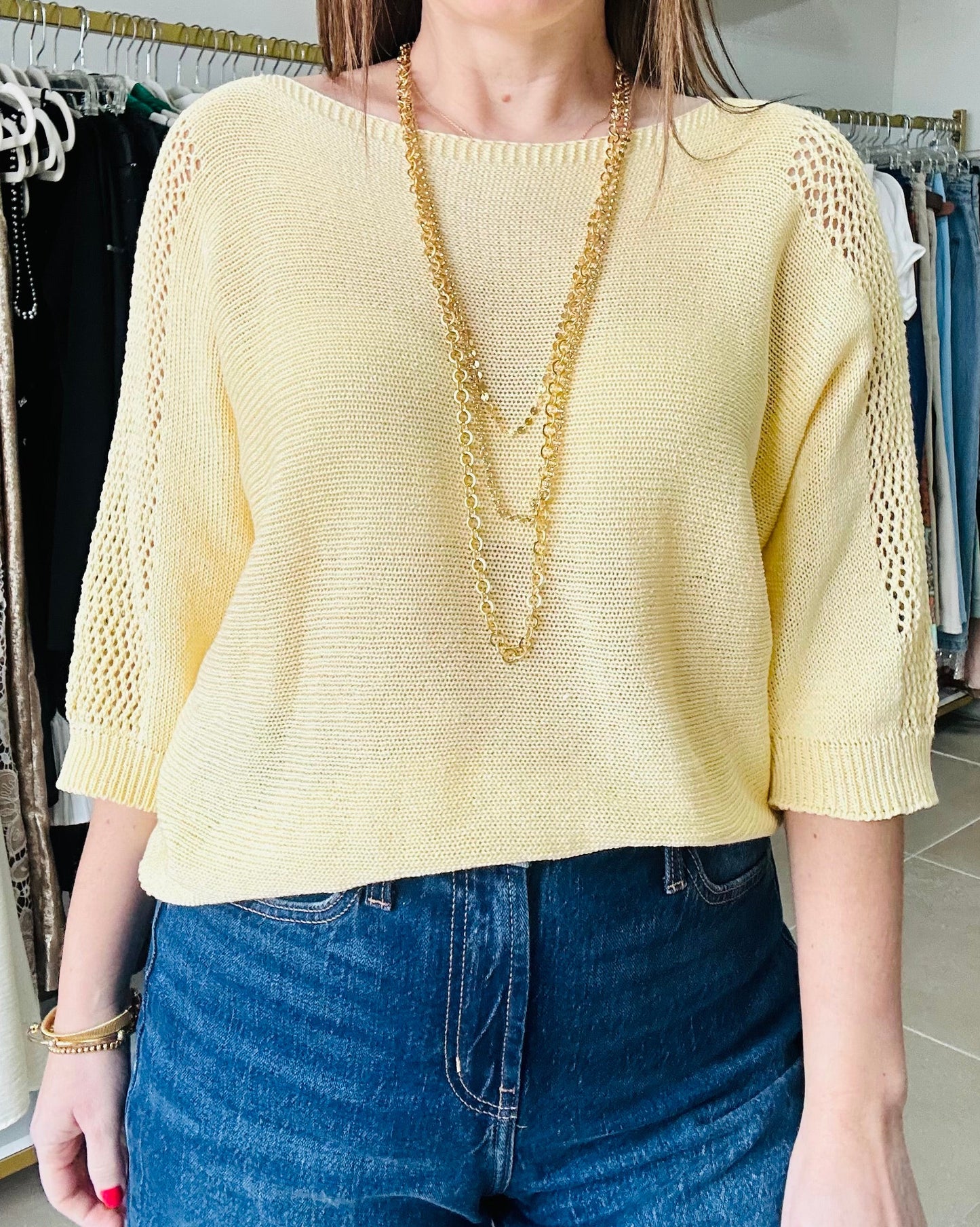 Light Yellow Sweater Top