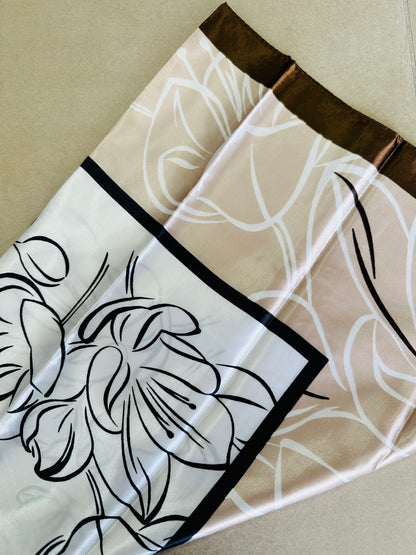 Brown/Cream  Silk Scarf