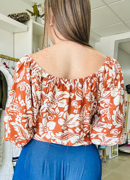 Terracota Floral Top Zipper Front