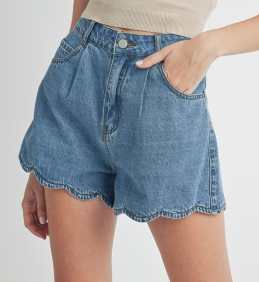 Scalloped Denim Short