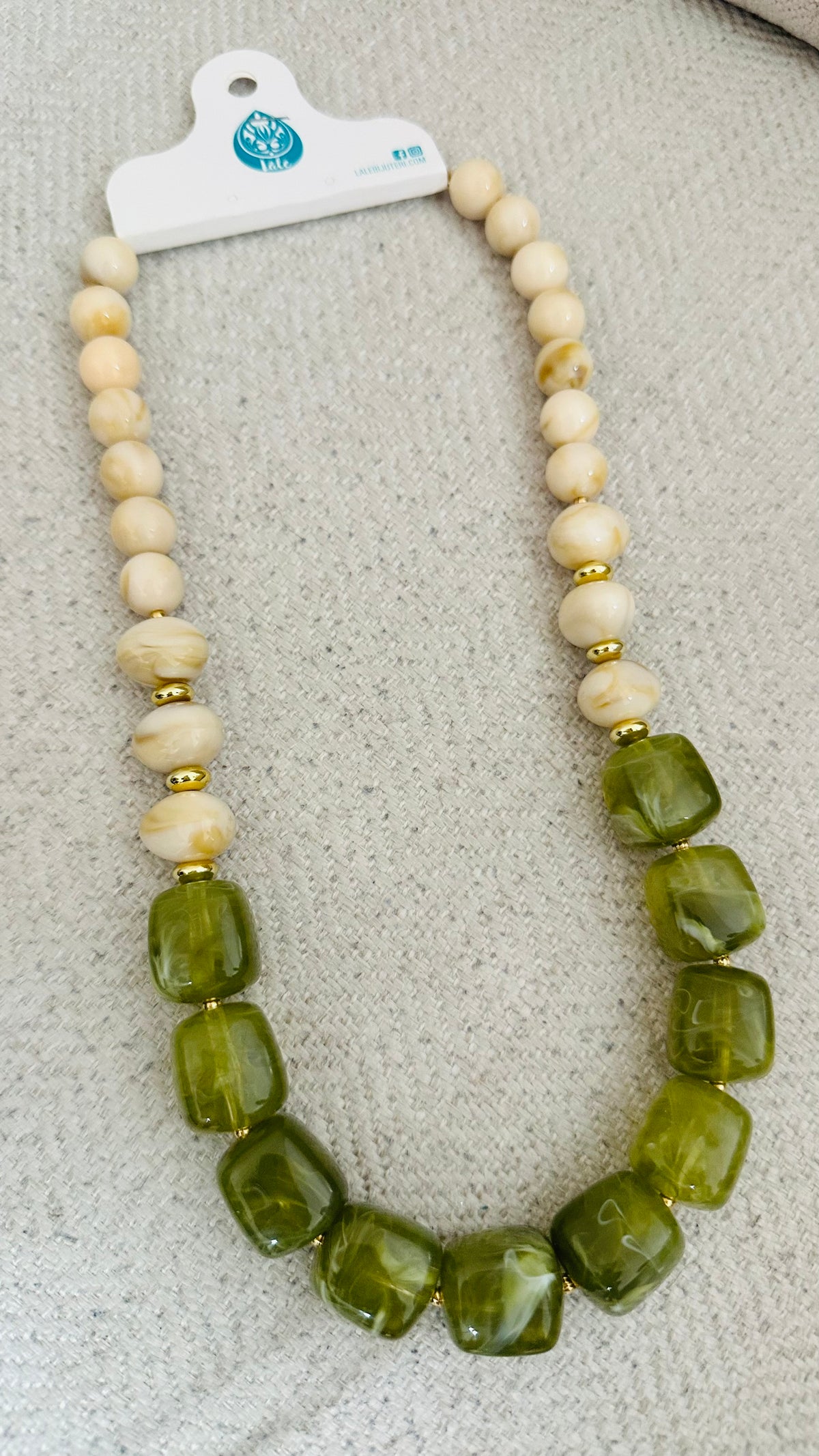 Green /Nude Bold Beads Necklace