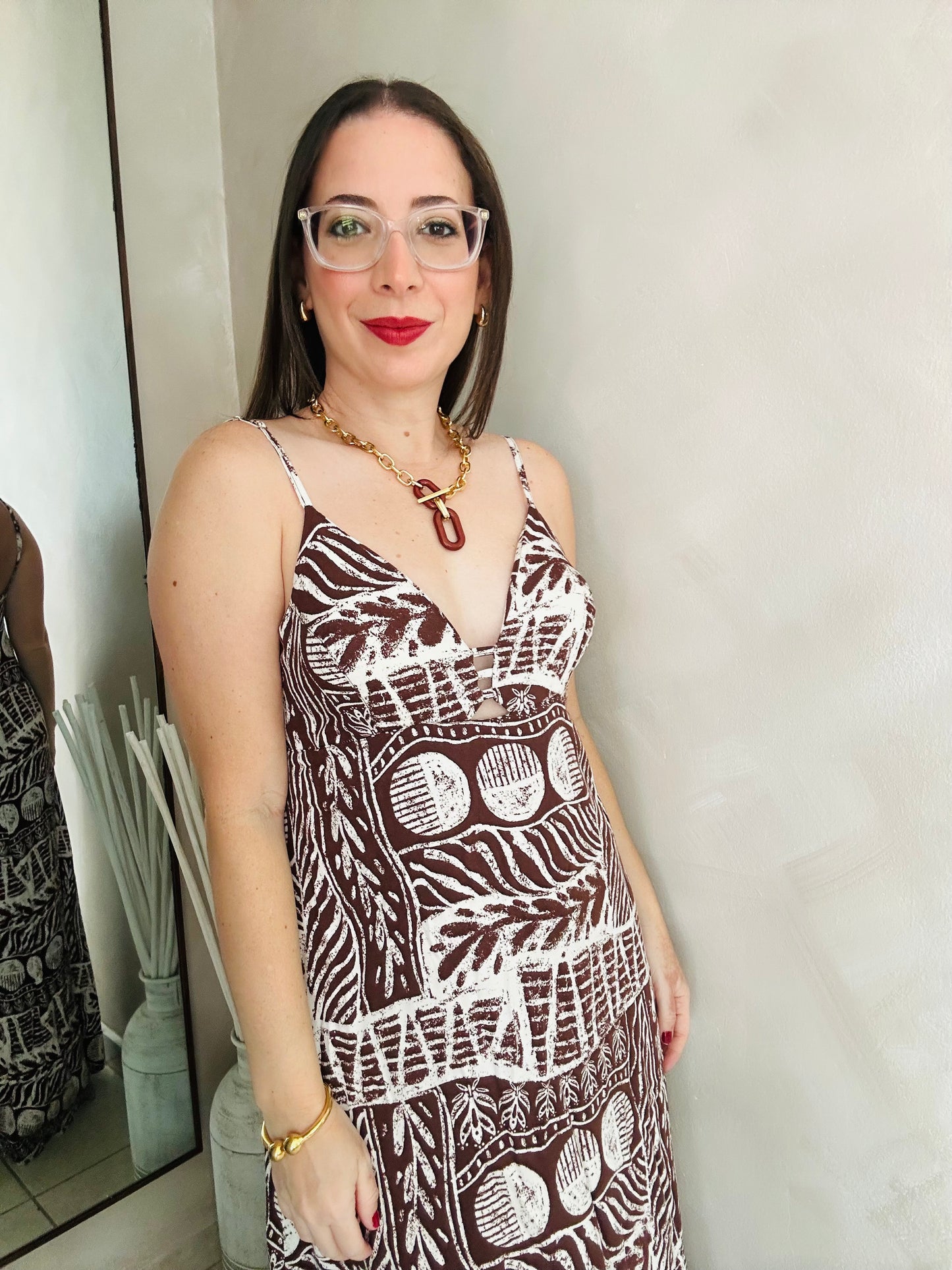 Brown print Maxi dress