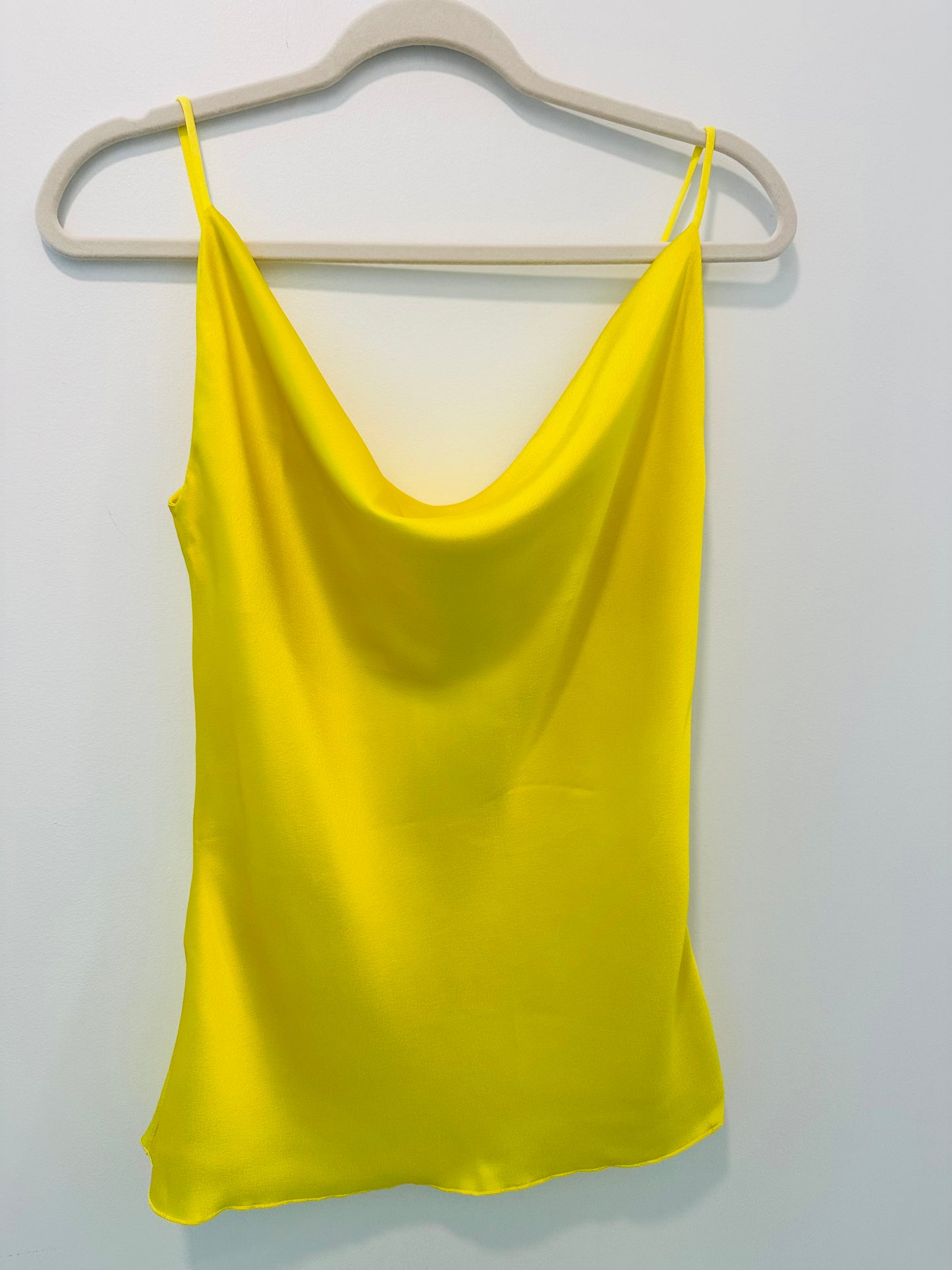 Yellow Satin Cowl Neck Top