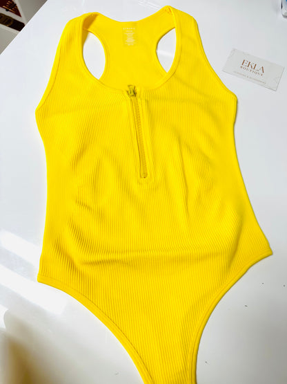 Yellow zipper front Bodysuit