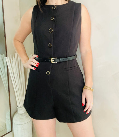 Black Button-down Romper