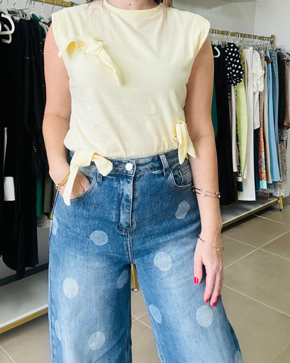 Butter Yellow Bow Muscles Tank Top