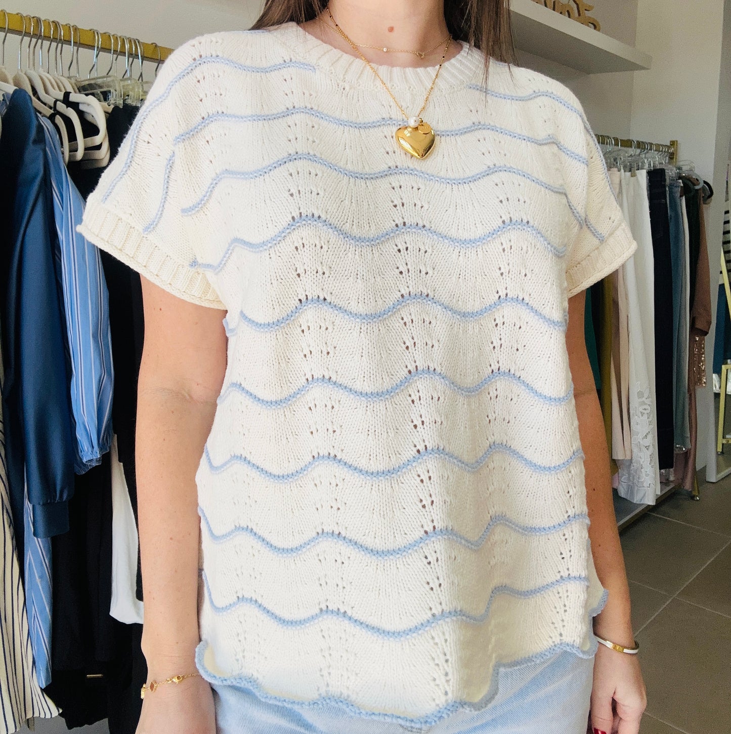 Sky Blue Stripe Swetaer