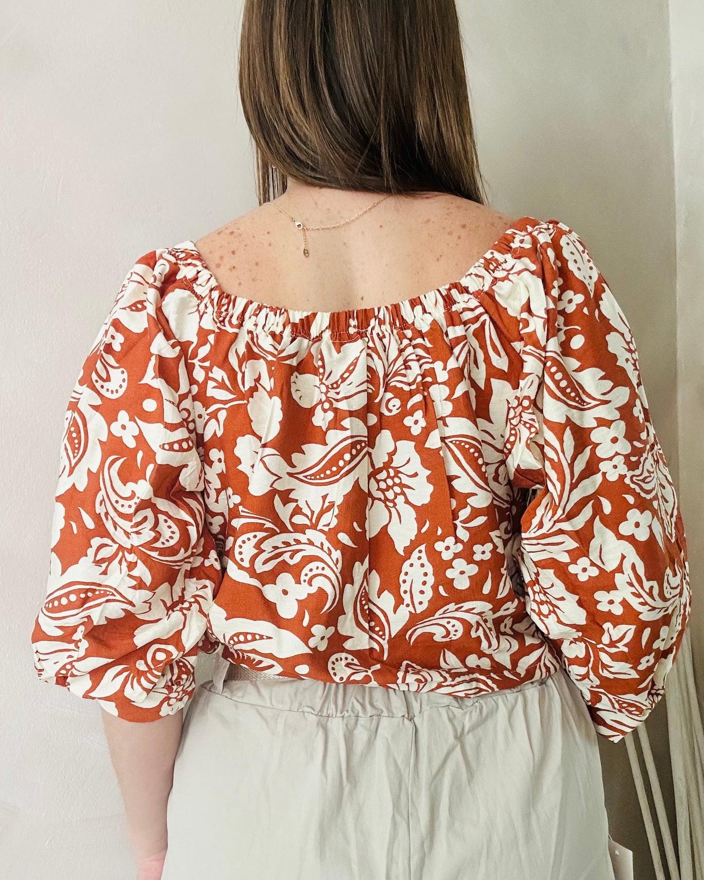 Terracota Floral Top Zipper Front