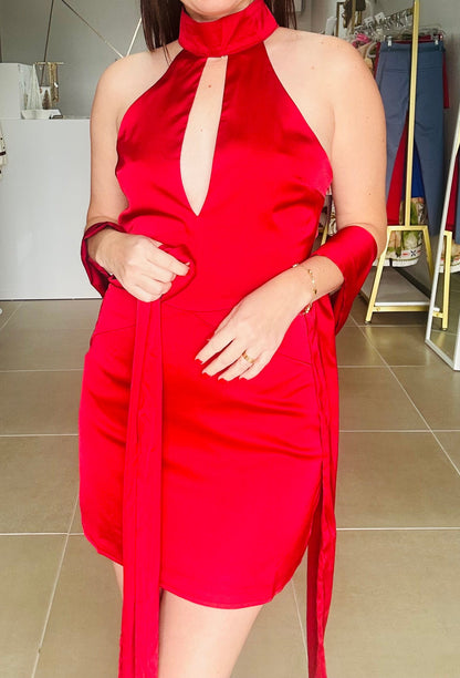 Red Satin Mini Dress
