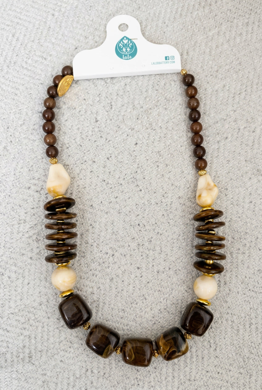 Brown Bold Beads Necklace
