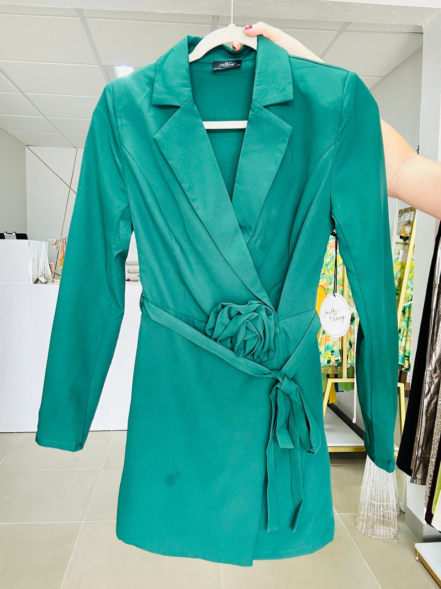 Hunter Green Flower Romper