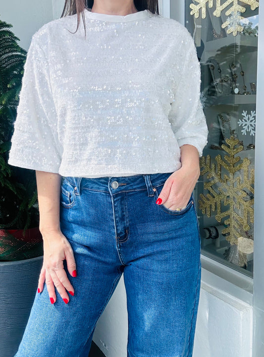 White sequin Top