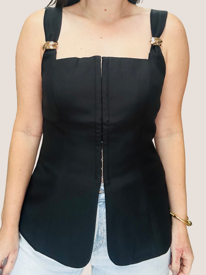 Black Corset Top / Gold Details