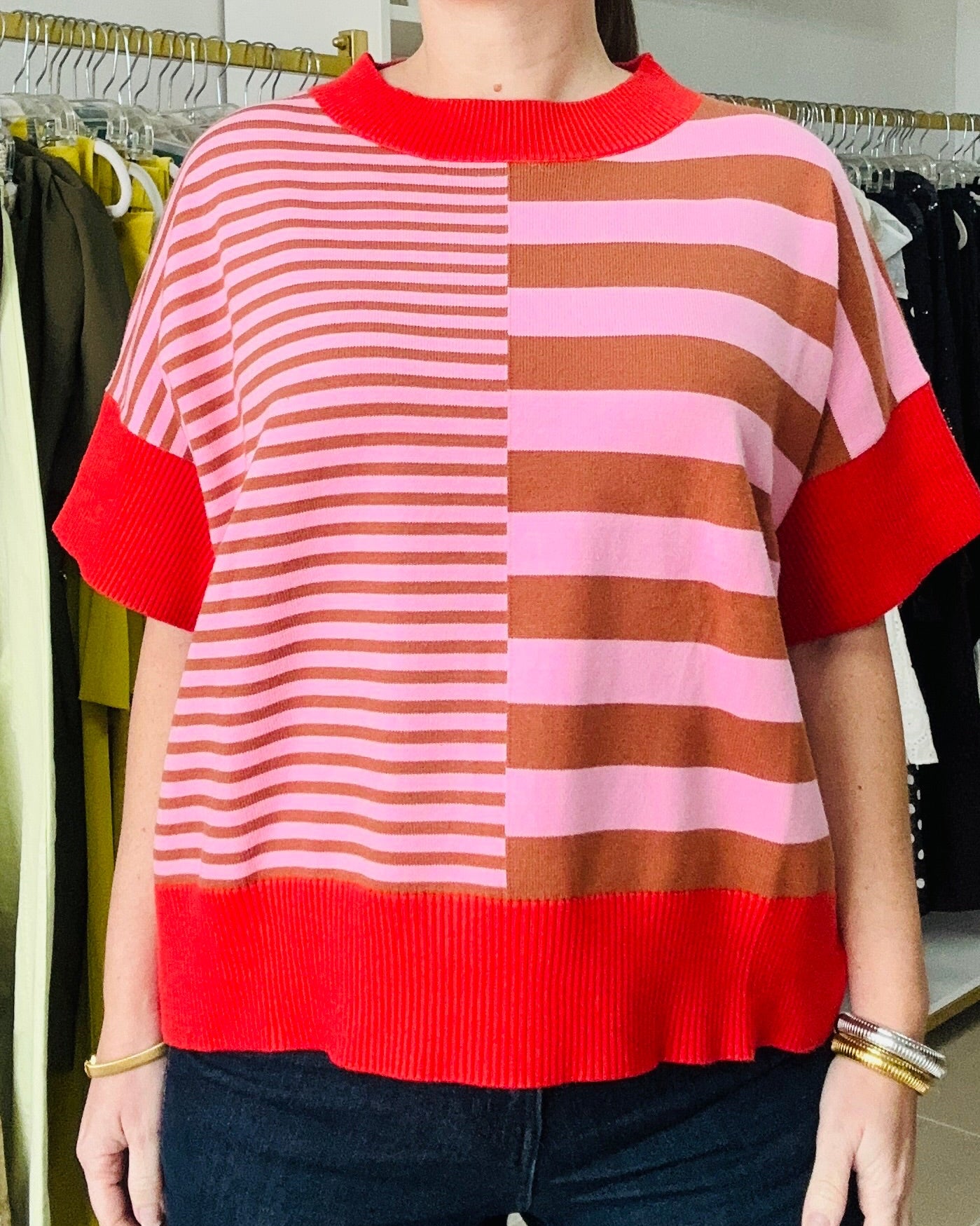 ColorBLOCK Stripe Sweater Top