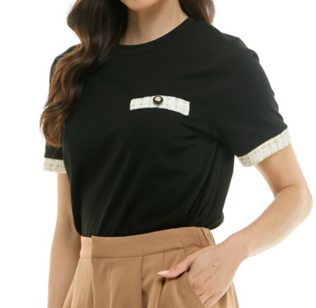 Black Shirt Tweet Sleeve Details