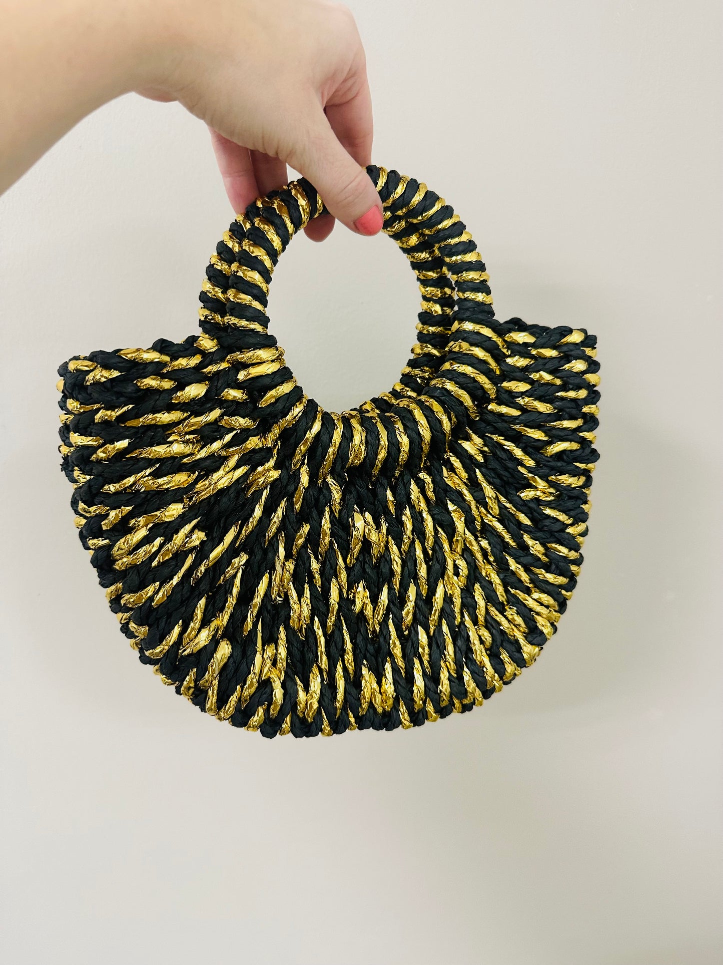 Rafia Black /Gold  Hand Bag