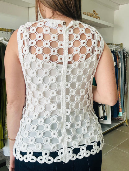 White Crochet Top