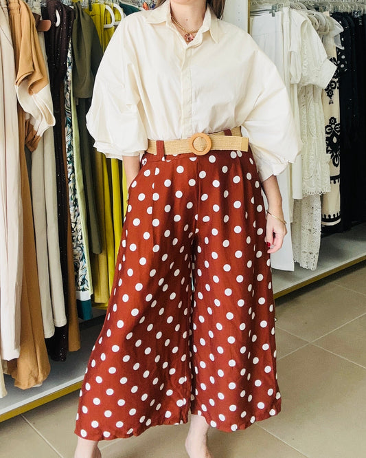 Polka-Dots Wide leg Midi Pant