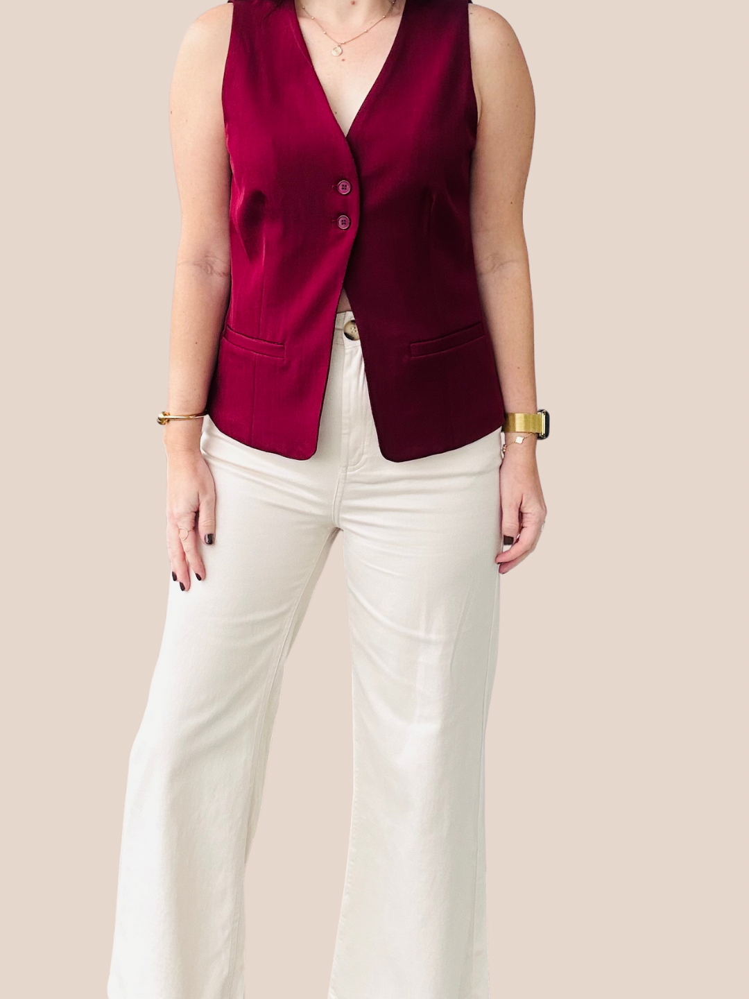 Cream Wide Leg Pants