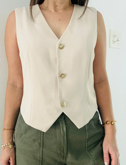 Cream Gold button VEST