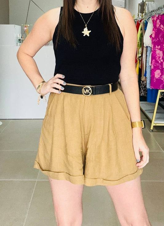 Hazelnut Linen Shorts / pockets